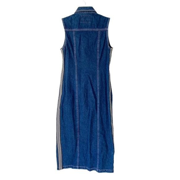 Vintage Revolt Denim Jean Sleeveless Dress button SIDE STRIPE dress size medium - Picture 6 of 9
